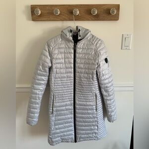 Sicily Clothing Co.-Quilted,-Lightweight -Silver -Quality Jacket-Hood Women’s XS